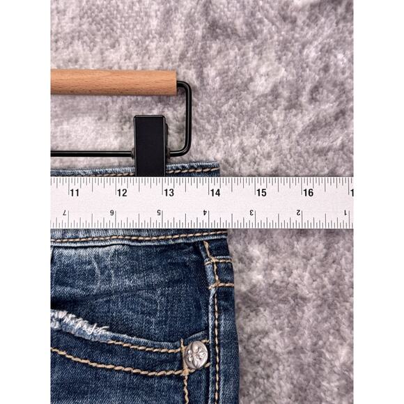 Miss Me Jeans 26 Womens Cuffed Skinny Embroidered Low Rise Medium Wash Denim - Picture 3 of 8